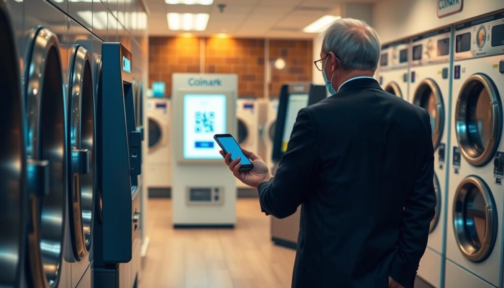 QR code scanning process at digital currency kiosk